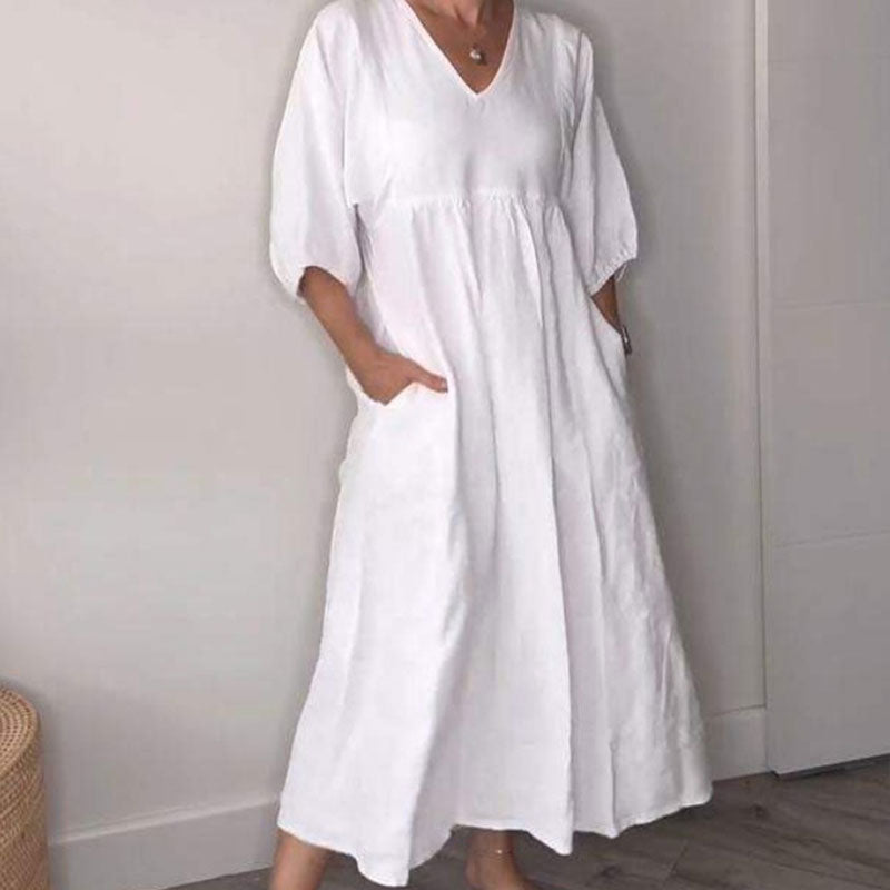 Flyn | Zomerjurk met V-hals voor dames – Comfortabele, chique, losvallende