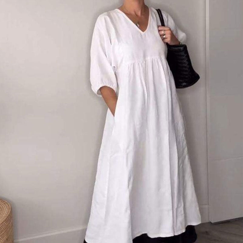Flyn | Zomerjurk met V-hals voor dames – Comfortabele, chique, losvallende