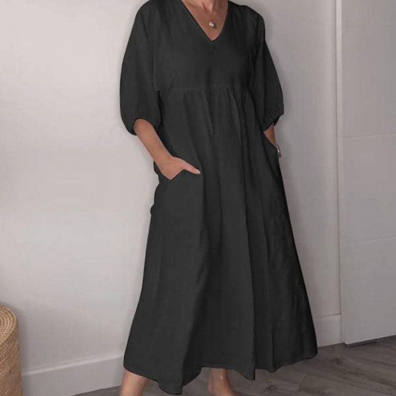 Flyn | Zomerjurk met V-hals voor dames – Comfortabele, chique, losvallende