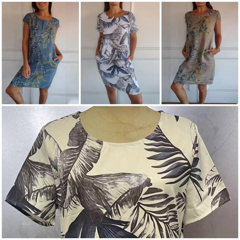 Shiloh | Midi-jurk voor dames met bloemen- en plantenprint – Casual A-lijn jurk