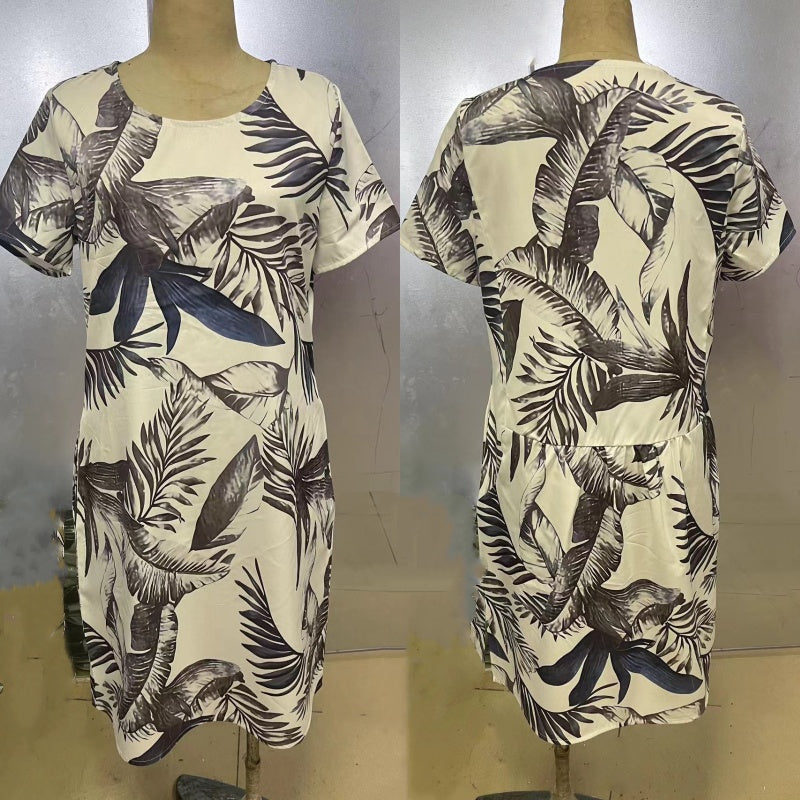 Shiloh | Midi-jurk voor dames met bloemen- en plantenprint – Casual A-lijn jurk