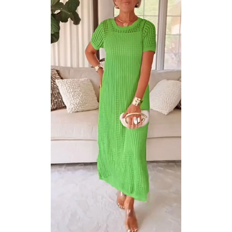 Orella | Zomerjurk voor dames – Elegante, casual, soepel vallende jurk met rasterpatroon
