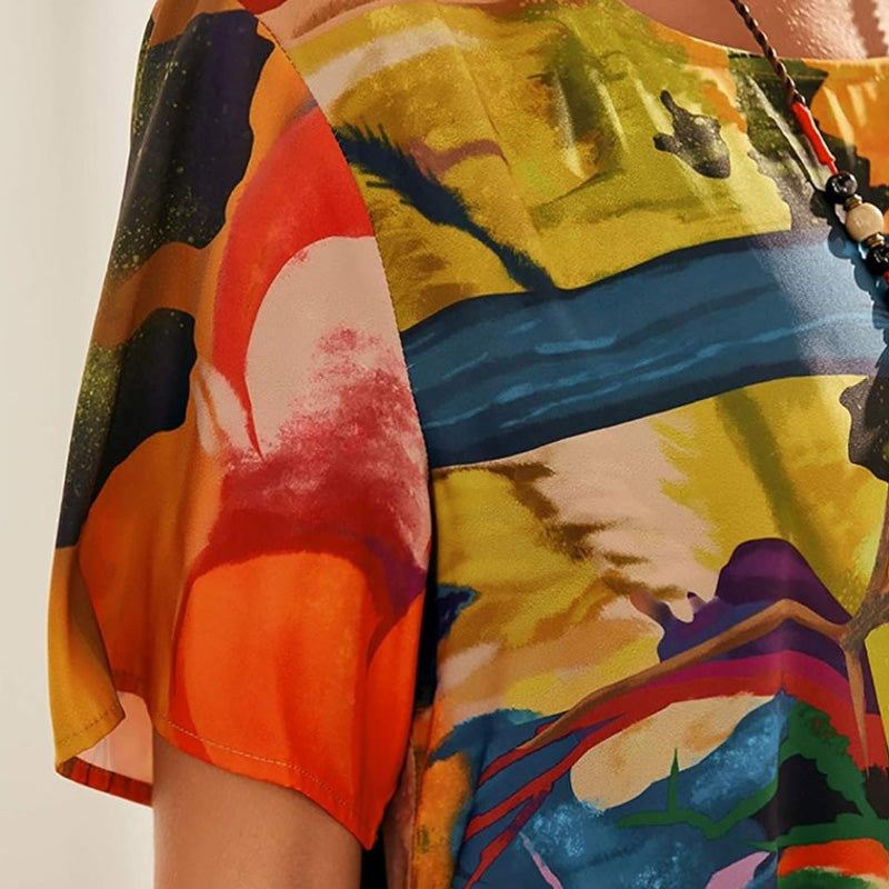 Elya | Tropische maxi-jurk voor dames – Zomerse strandvakantiejurk met levendige print