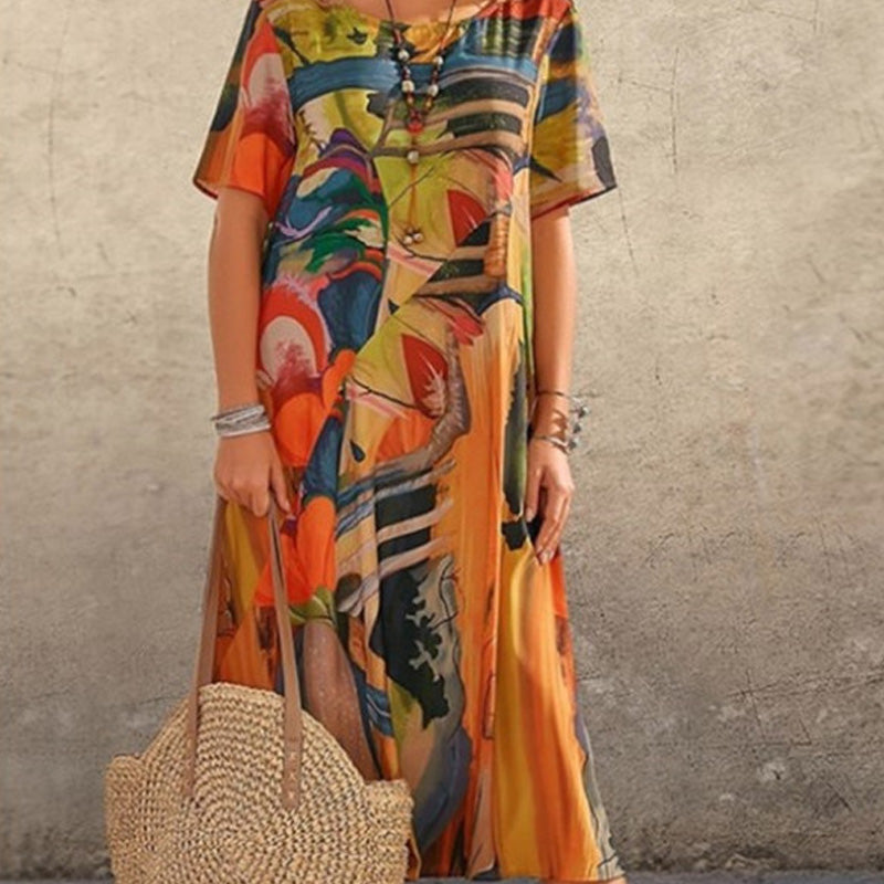Elya | Tropische maxi-jurk voor dames – Zomerse strandvakantiejurk met levendige print