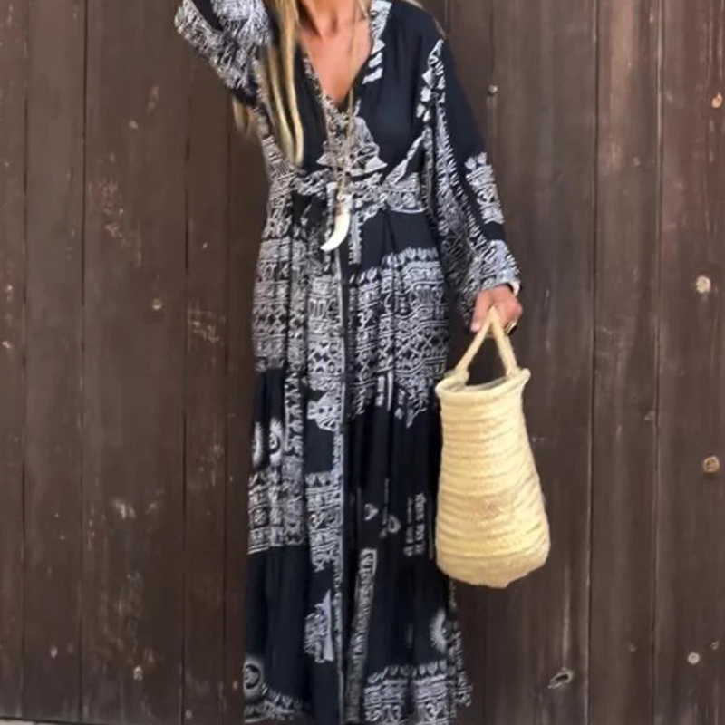 Nerinae | Bohemien zomerjurk voor dames – Luchtige, soepel vallende maxi-jurk