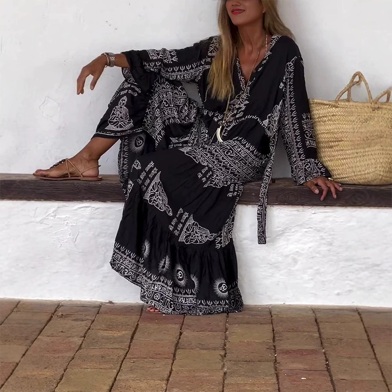 Nerinae | Bohemien zomerjurk voor dames – Luchtige, soepel vallende maxi-jurk