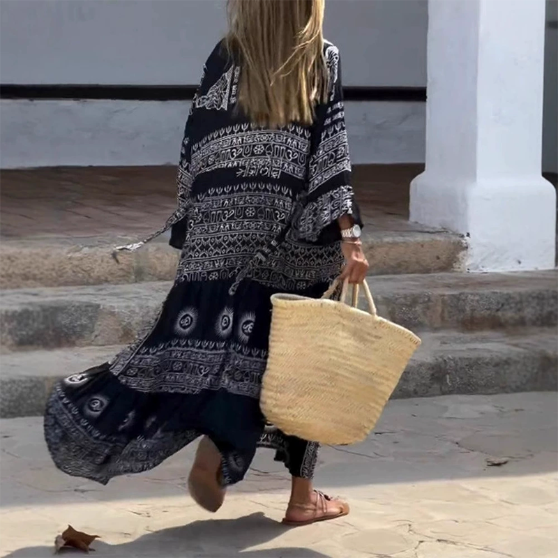 Nerinae | Bohemien zomerjurk voor dames – Luchtige, soepel vallende maxi-jurk