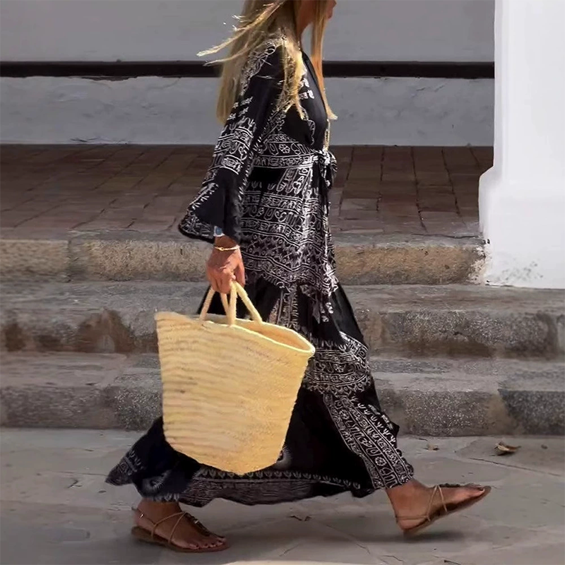 Nerinae | Bohemien zomerjurk voor dames – Luchtige, soepel vallende maxi-jurk