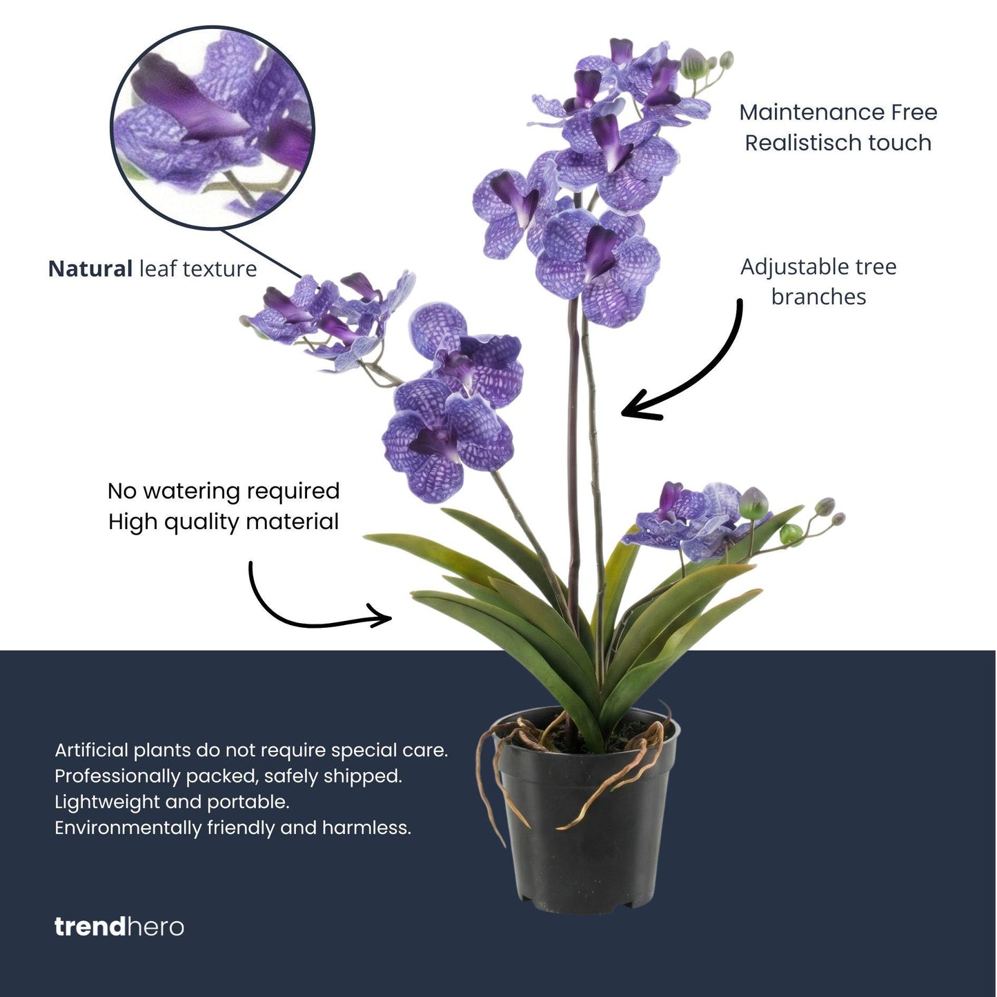 Kunstplant - Orchidee Vanda - 60 cm