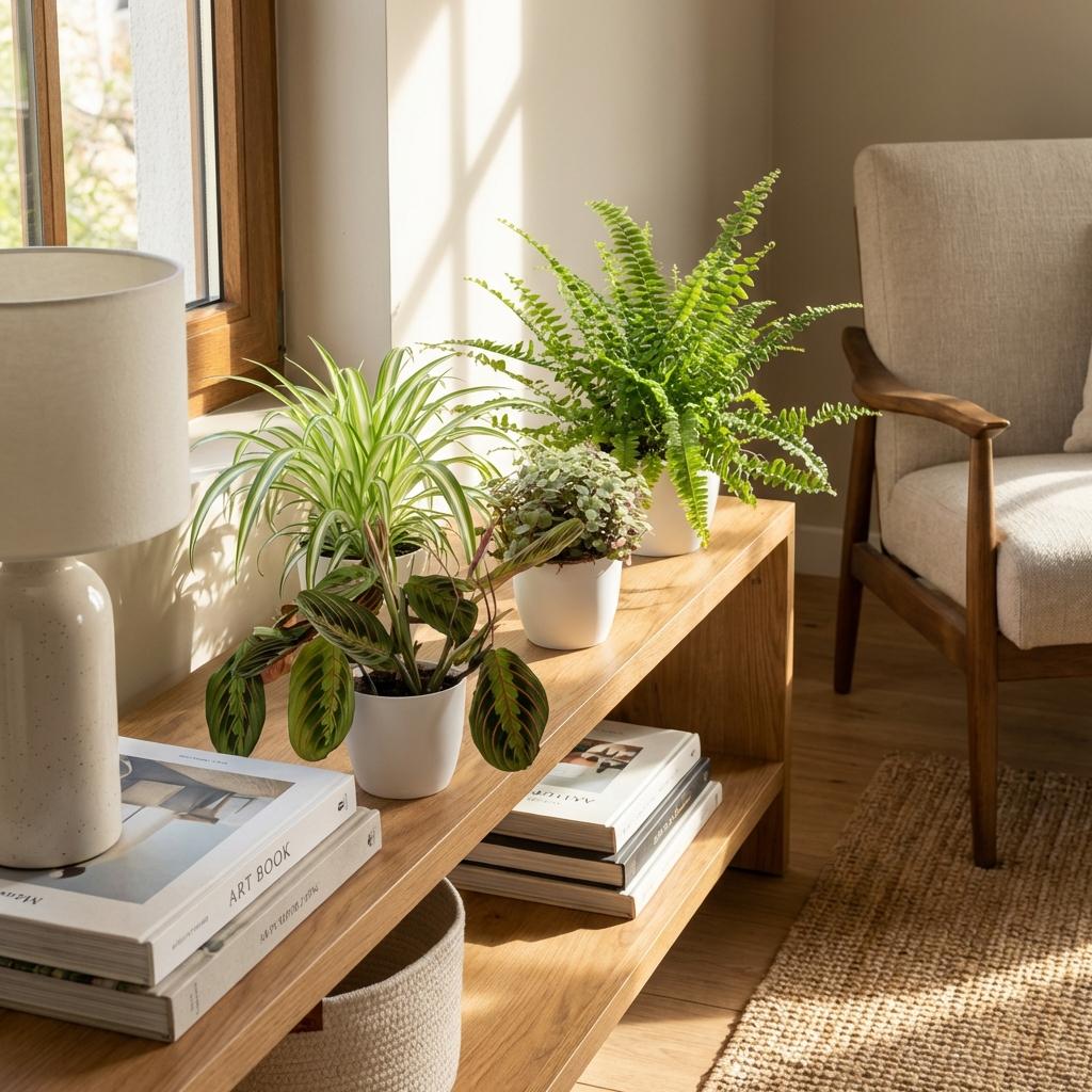 4 x Huisdiervriendelijke Planten + Potjes Wit