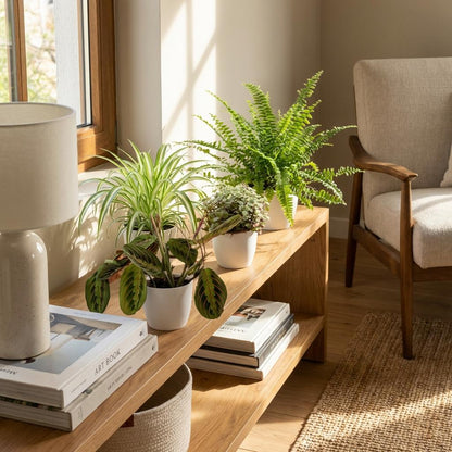 4 x Huisdiervriendelijke Planten + Potjes Wit