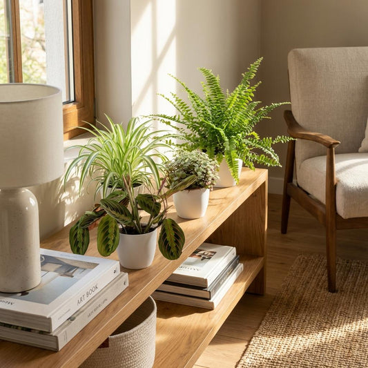 4 x Huisdiervriendelijke Planten + Potjes Wit