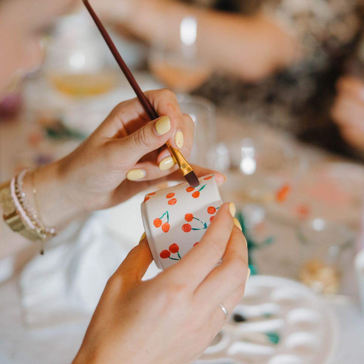 Verfpakket voor het schilderen van 4 bloempotten + orchideeën