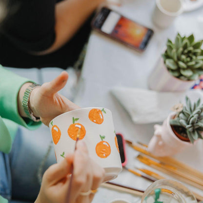 Verfpakket voor het schilderen van 4 bloempotten + orchideeën