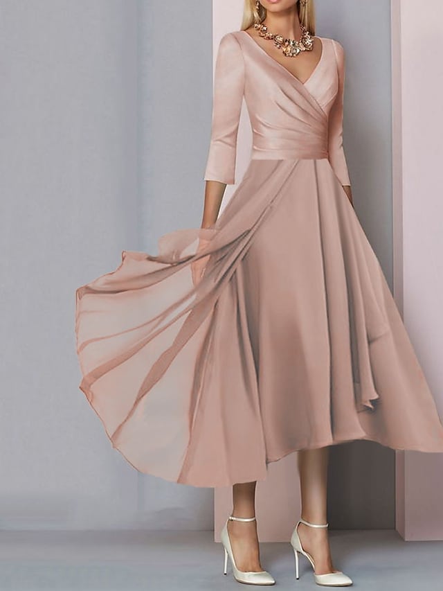 Ophelia | Luxe Zijden Omslagjurk voor Dames – 3/4 Mouwen Elegante Formele Avond- en Cocktailjurk