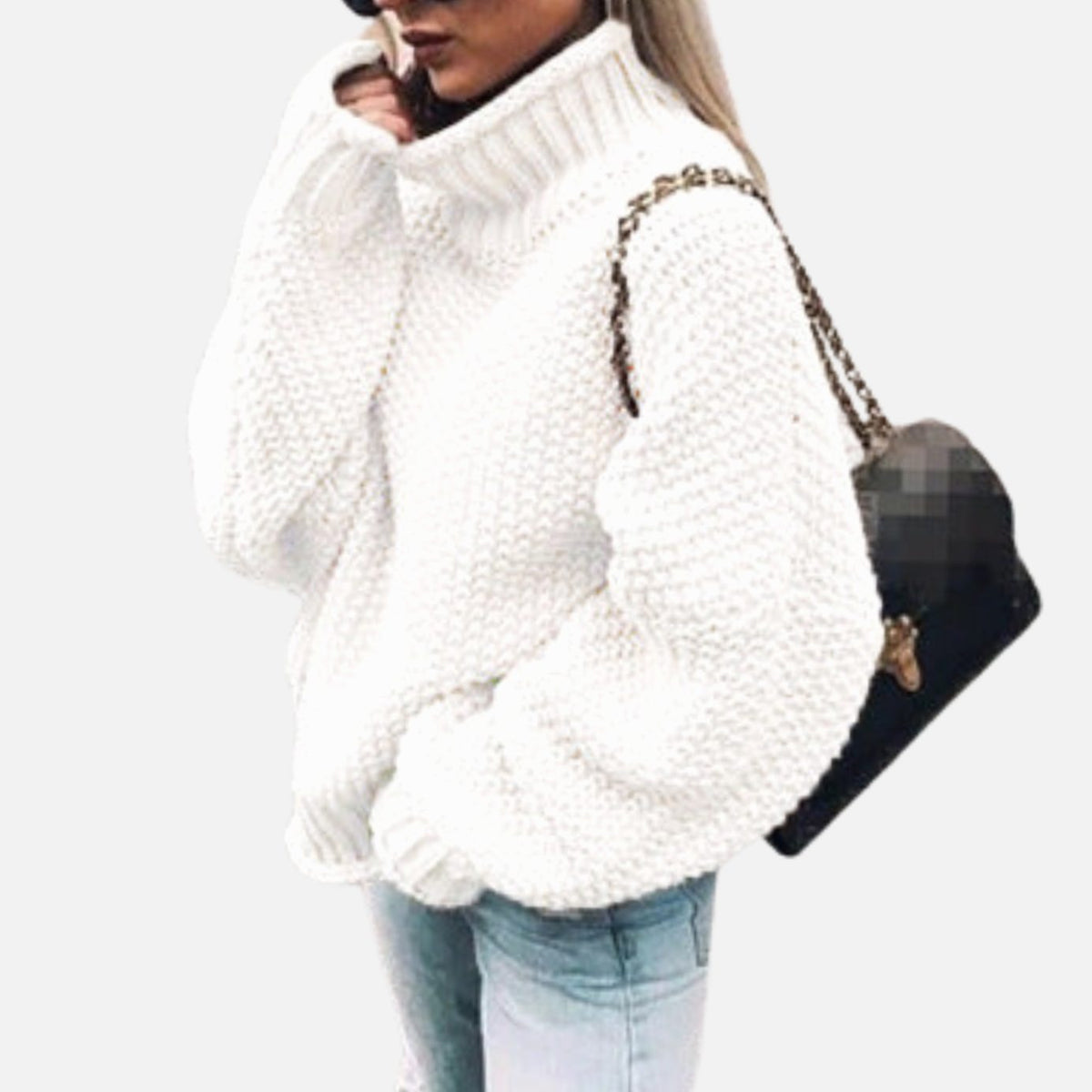Lucretia | Oversized, grofgebreide damestrui met col