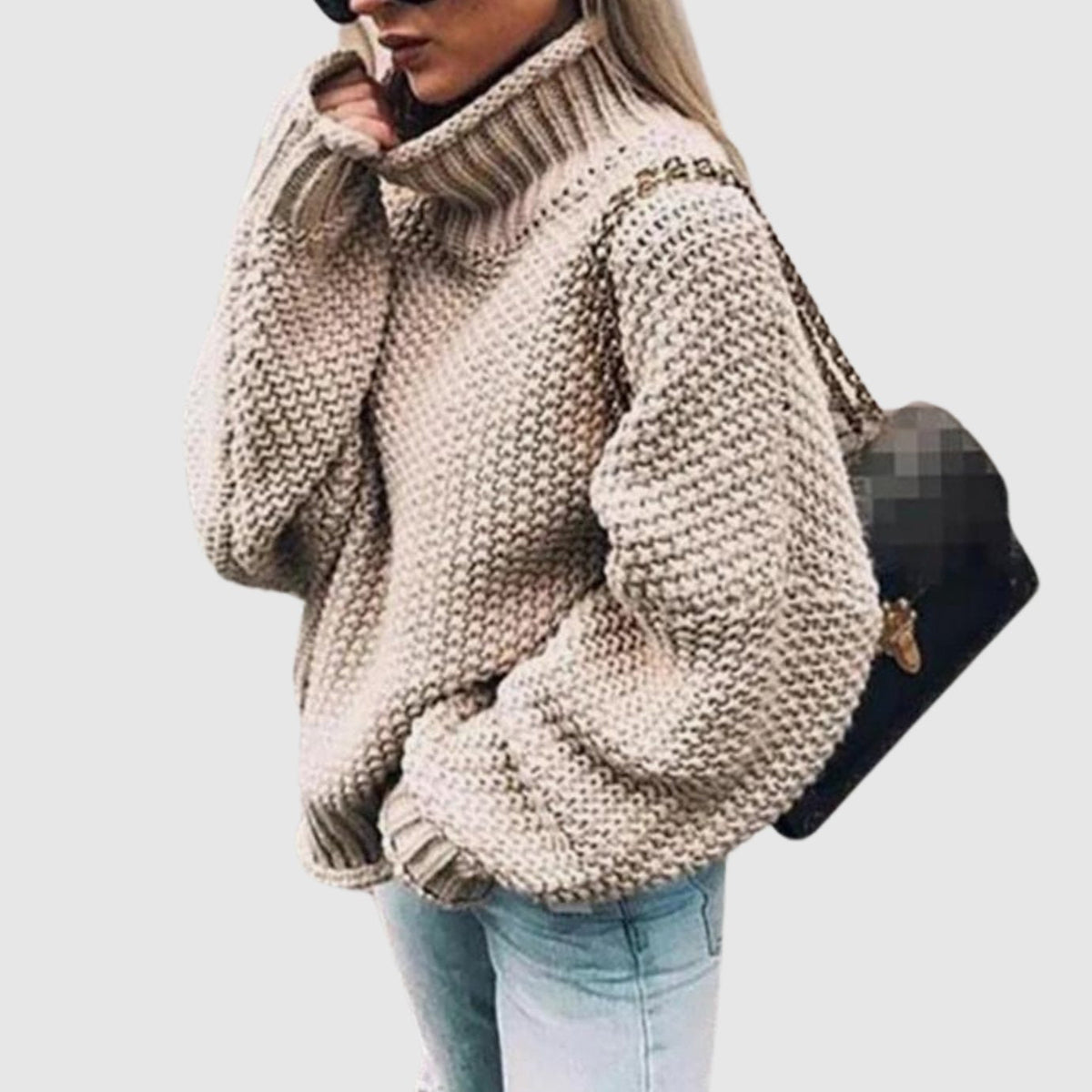 Lucretia | Oversized, grofgebreide damestrui met col