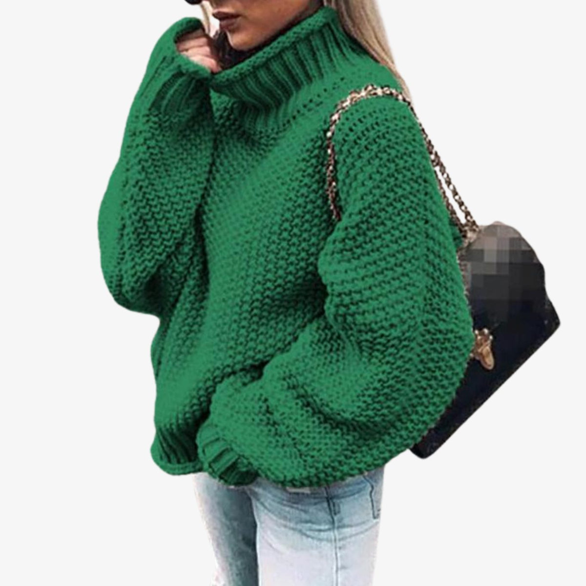 Lucretia | Oversized, grofgebreide damestrui met col