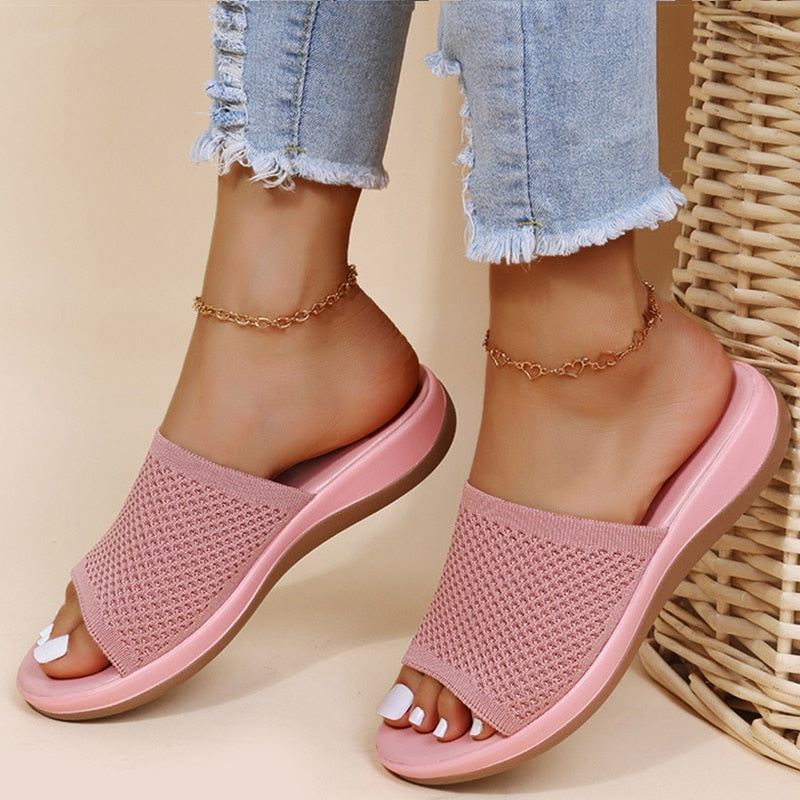 Dames Slippers Ademend Verstelbare Bandjes Zacht Voetbed Zomer - Roze / Blauw / Lichtblauw - Maelen