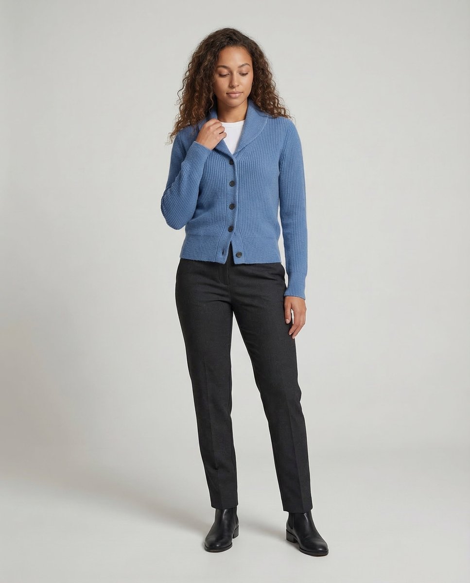Gwendara | Dames Geribd Gebreid Vest – Knoopsluiting en Reverskraag